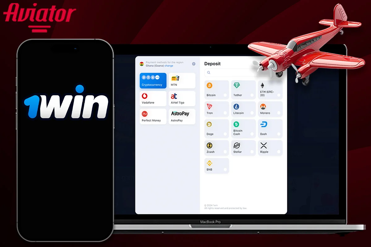 What payment methods does 1win offer for playing Aviator?